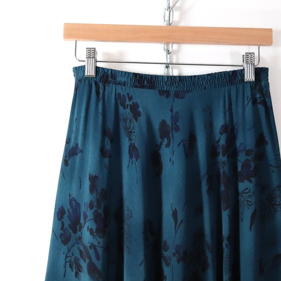 ❌SOLD❌salaam deep teal floral rayon maxi skirt S/M - Picture 2 of 6